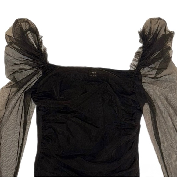 SHEIN Black Mesh Sleeve Bodysuit - Picture 2 of 3